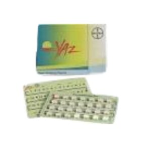Yaz Tablet blister pack and packaging used for birth control and hormonal balance treatment.